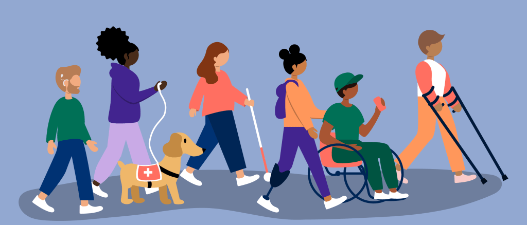 illustration of people with different disabilities